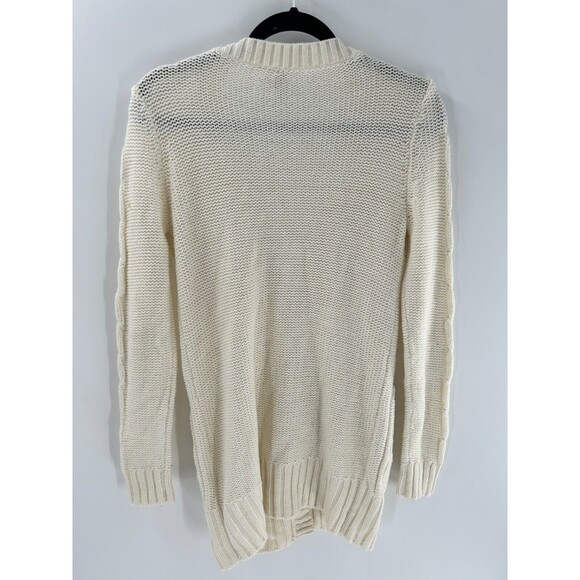 Women's Divided By H&M Ivory V-neck Cableknit Cardigan Sweater Size 6 - Picture 6 of 7